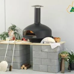 Polito Giotto Wood Fired Oven With Bench Stand -Primo Store BlackPolitoGiottowithBenchStand 001