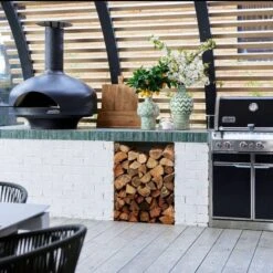 Polito Giotto Wood Fired Oven With Bench Stand -Primo Store BlackPolitoGiottowithBenchStand 012