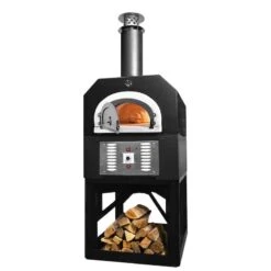 Chicago Brick Oven 750 Gas And Wood Oven W/Stand 12 Chicago Brick Oven 750 Gas And Wood Oven W/Stand -Primo Store CBO750HYBwithStand SolarBlack