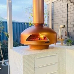 Polito Giotto Wood Fired Oven With Bench Stand -Primo Store CopperPolitoGiottowithBenchStand 004