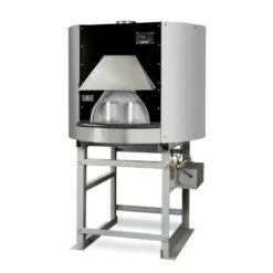 Earthstone Ovens Model-90-PAG(W) Hybrid Gas/Wood Fire Oven -Primo Store Earthstone Pre Assembled Gas Wood Hybrid Model 90 PAGW Stainless Steel Side View