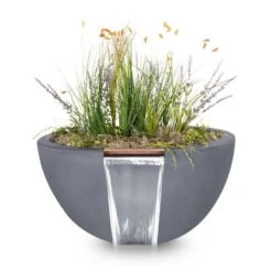 Luna Planter & Water Bowl 12 Luna Planter & Water Bowl -Primo Store Luna GFRC Planter with Water Gray