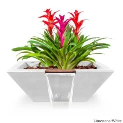 Maya Planter And Water Bowl - Concrete -Primo Store MayaGFRCPlanterandWaterBowlLimestone