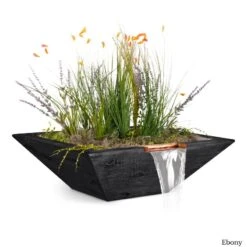 Maya Planter And Water Bowl - Wood Grain