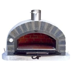 Pizzaioli PREMIUM Brick Pizza Oven With Stone Arch -Primo Store PizzaioliStoneArchFrontViewDoorOpen