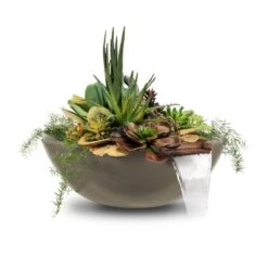 Sedona Planter Bowl With Water -Primo Store Sedona GFRC Planter and Water Ash