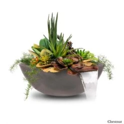 Sedona Planter Bowl With Water -Primo Store SedonaGFRCPlanterandWaterBowlChestnut
