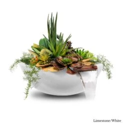 Sedona Planter Bowl With Water -Primo Store SedonaGFRCPlanterandWaterBowlLimestone