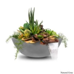 Sedona Planter Bowl With Water -Primo Store SedonaGFRCPlanterandWaterBowlNaturalGray
